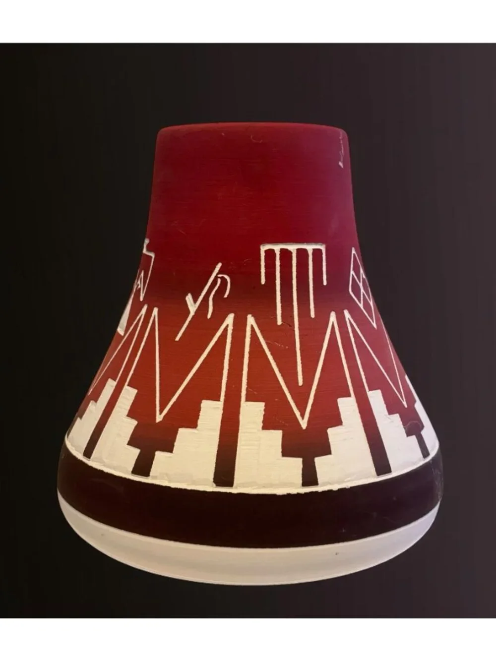 Southwestern Ceramic Pottery Vase With Geometric Design - Signed High Elk Sioux